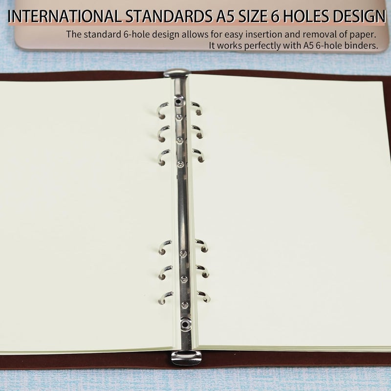 Mafegu A5 Blank Refill Paper, A5 Loose Leaf Paper 6 Hole Notebook Refills for 6 Ring Refillable Binder Notebook Planner Diary Journals Painting -Blank Pages,80 Sheets/160 Pages - Image 4